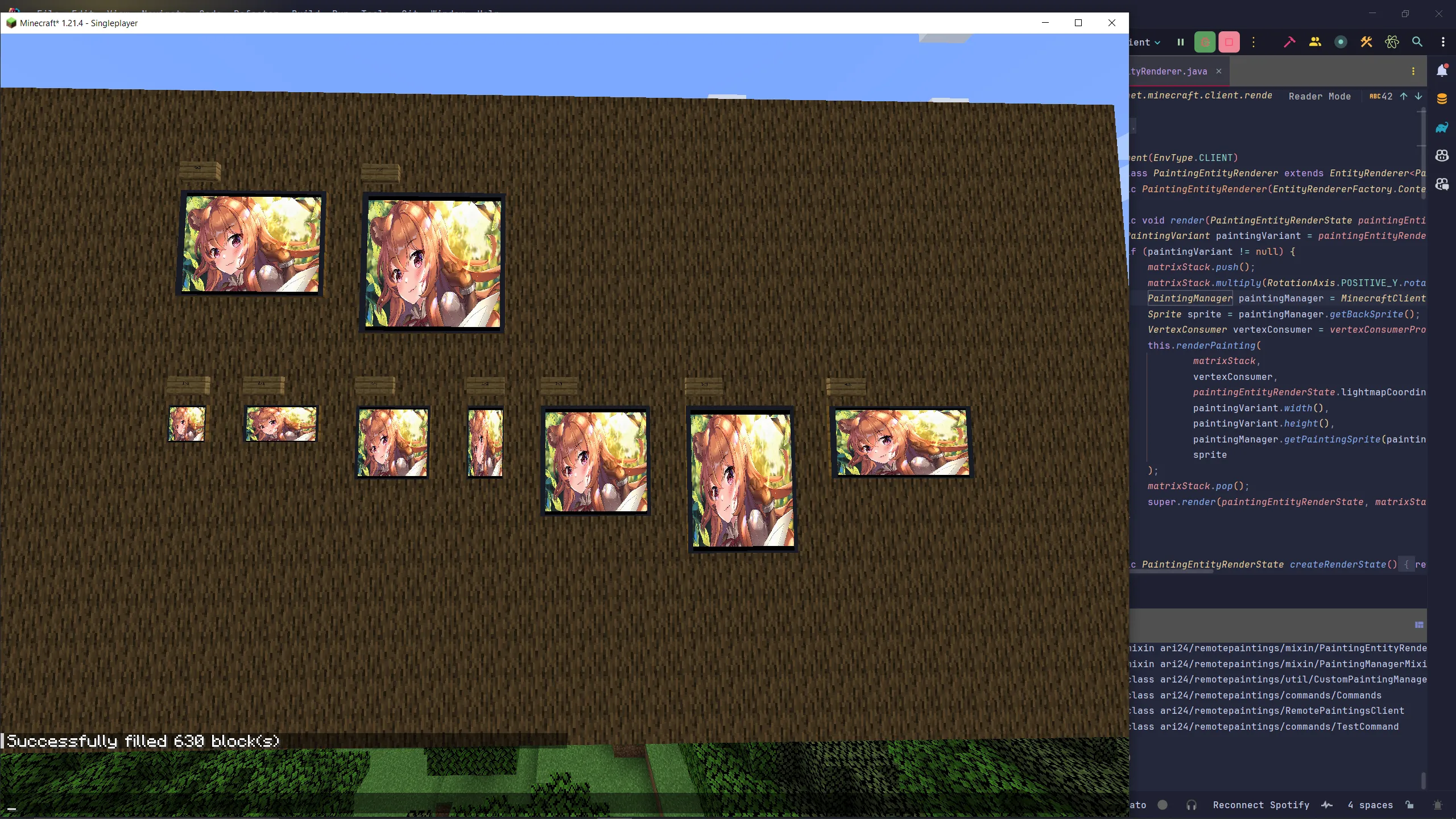 Minecraft paintings in different sizes